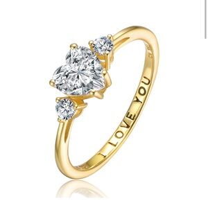 Genevive Sterling Silver 18K Gold Plated "I Love You" Ring